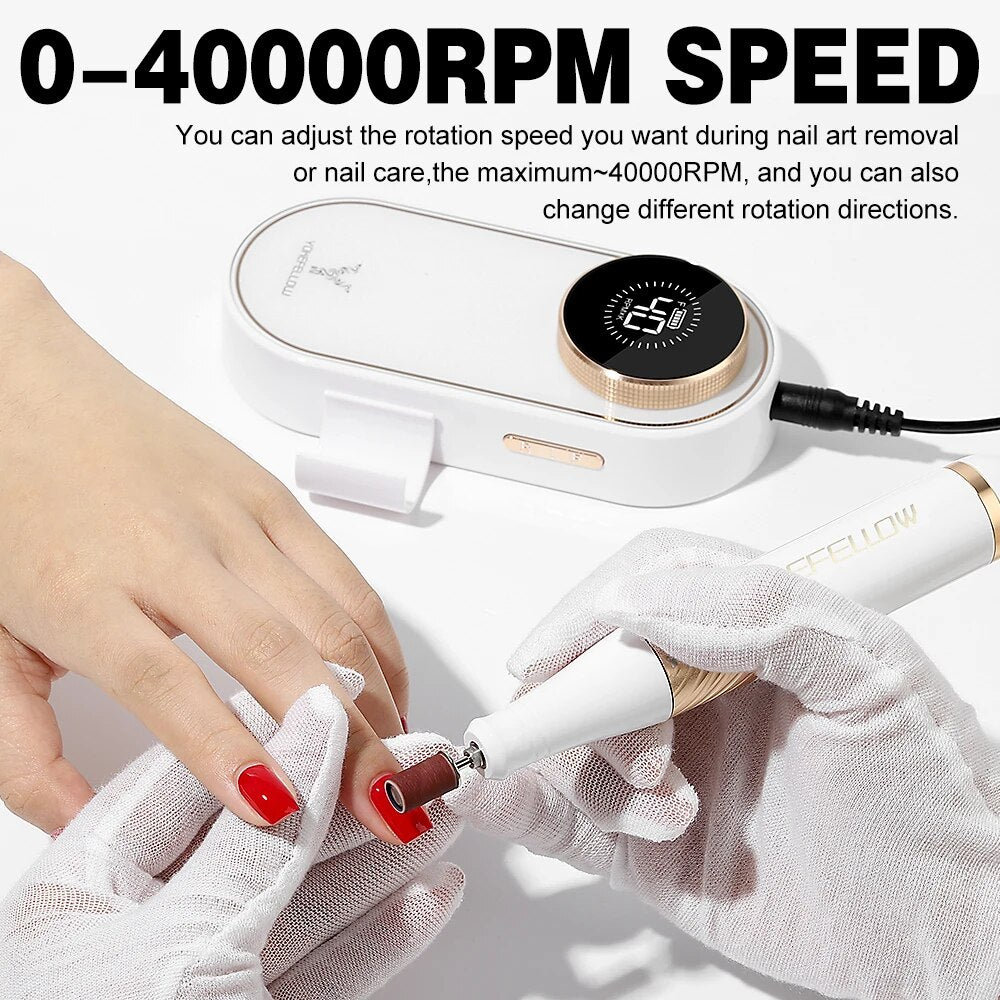 Portable Electric Nail Drill Machine 40000RPM with HD Display