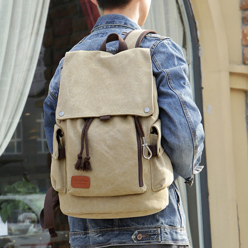 Retro Men's Casual Backpack Fashion Canvas Large Capacity