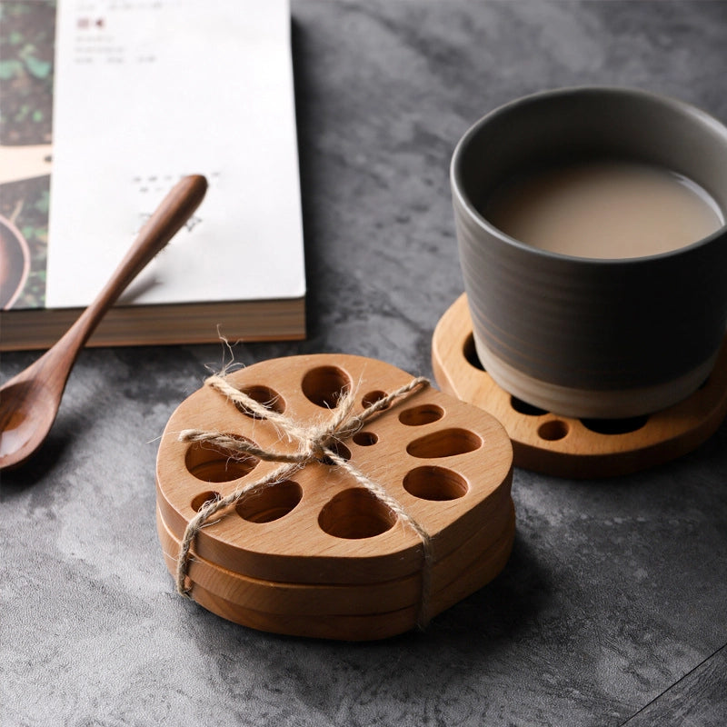 Beechwood Lotus Root Shape Drink Mat