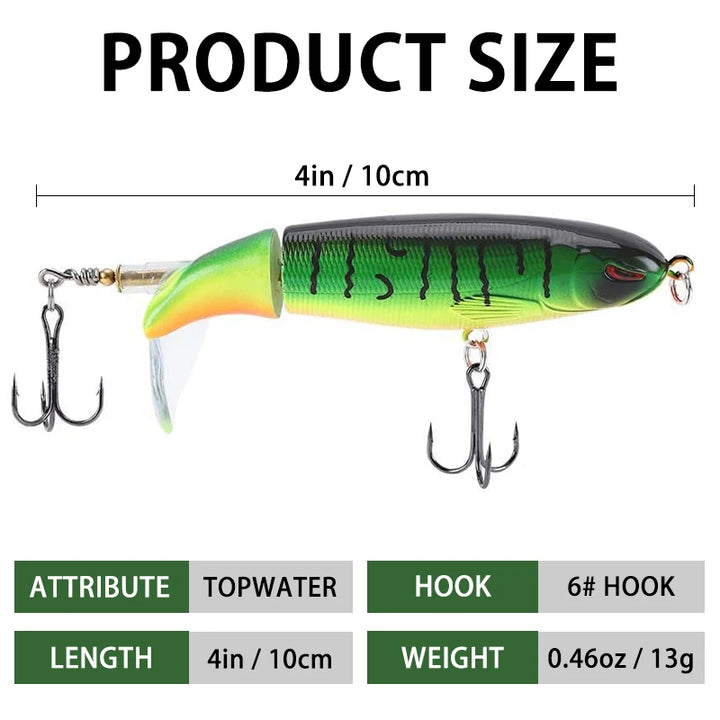 6Pcs Topwater Fishing Lures with Rotating Tail