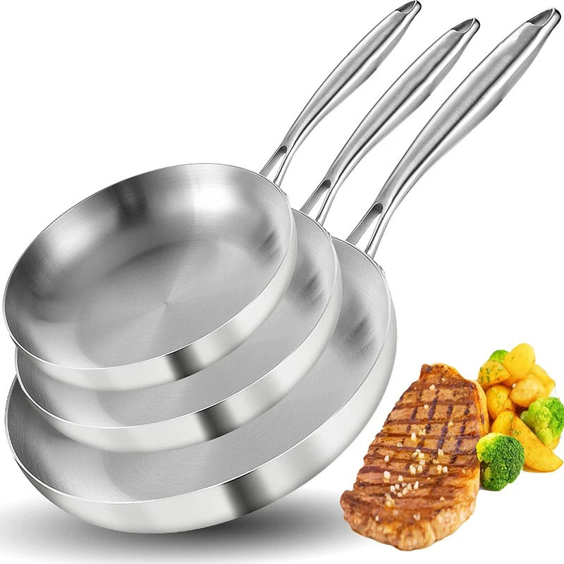 3PCS Stainless Steel Frying Pan Set