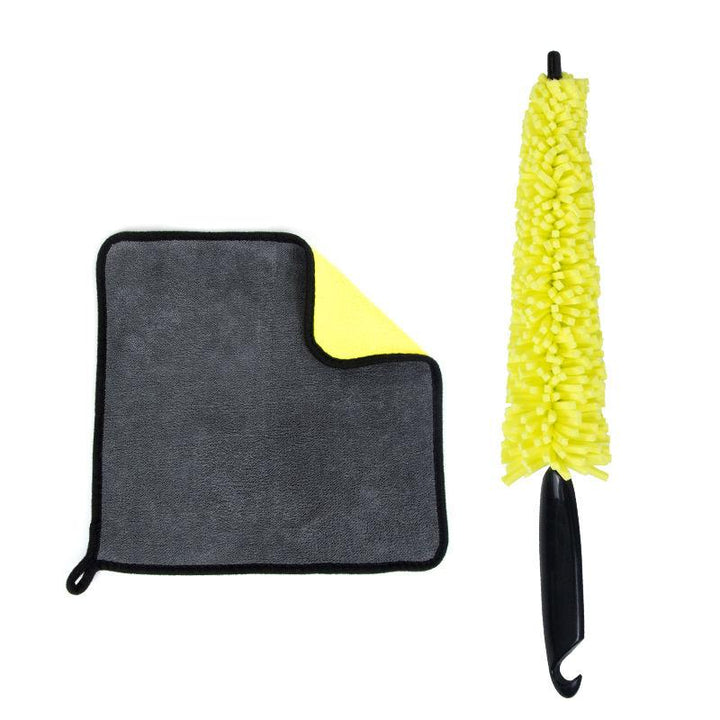 Car Detailing Brush and Microfiber Towel Set – Fast Dry Rim Cleaning Kit