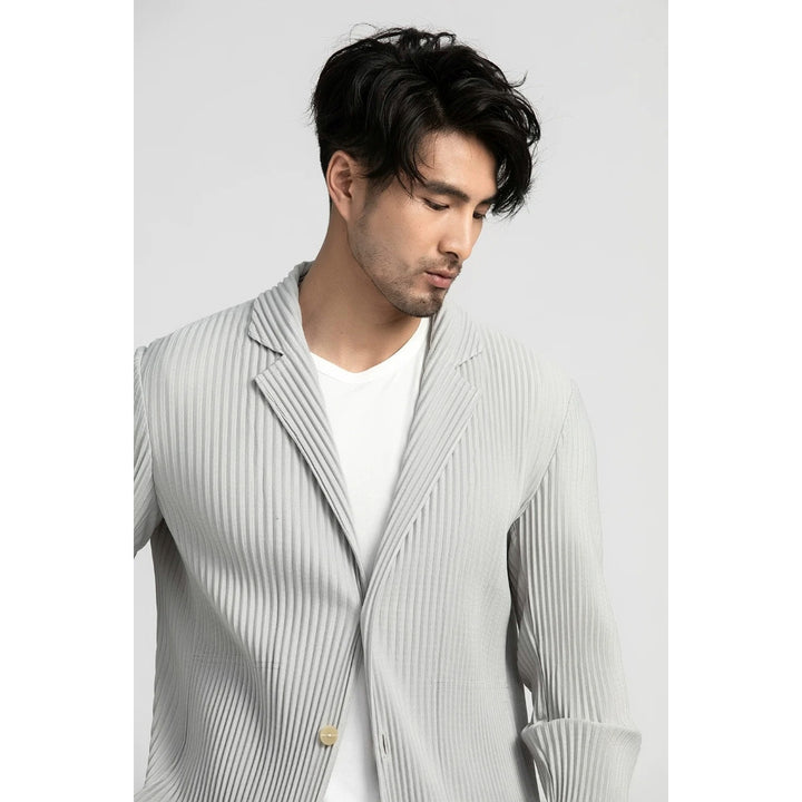 Men's Slim Fit Pleated Blazer