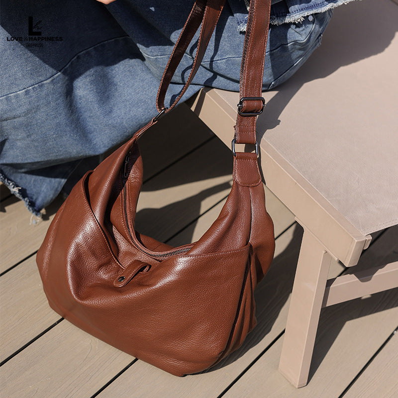 High-Quality Genuine Leather Women's Crossbody Hobo Bag