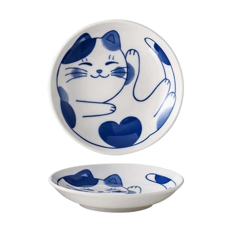 Ceramic Lucky Cat Sauce & Dessert Dish