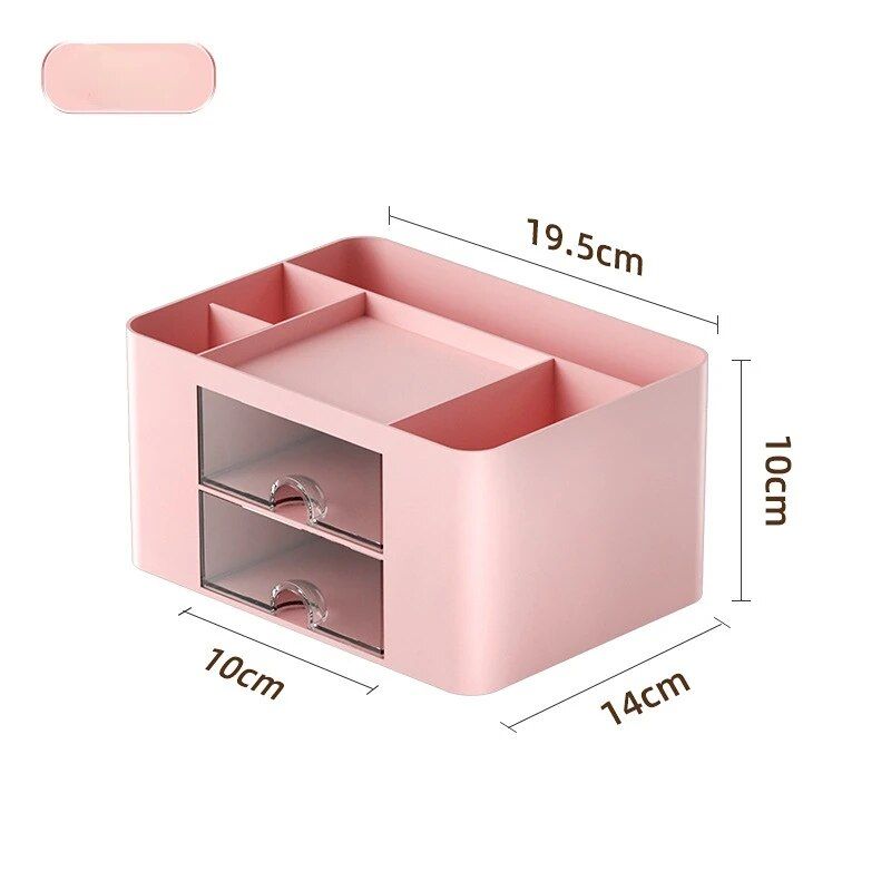 Compact Multifunctional Desk Organizer with Dual Drawers