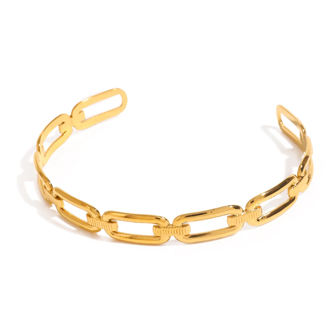 18K Gold Plated Stainless Steel Geometric Open Cuff Bracelet