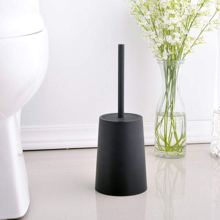 Modern Black Toilet Brush With Lid and Base