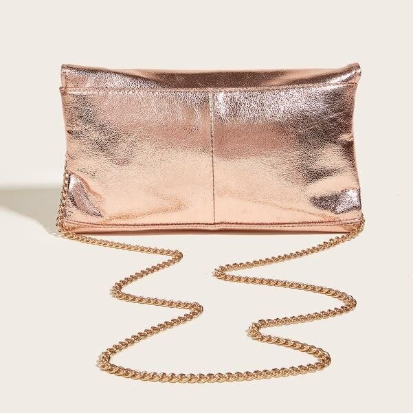 Luxury Metallic Clutch Crossbody Shoulder Bag with Chain