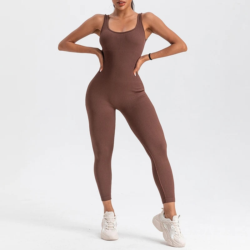 Square Neck Bodycon Yoga Jumpsuit