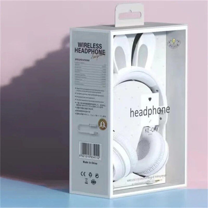 LED Bluetooth Rabbit Ear Headphones with Noise-Reduction Mic & TF Card Support