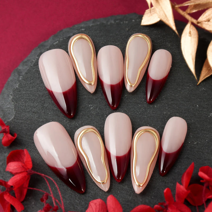 Handmade Press-On Long Almond False Nails