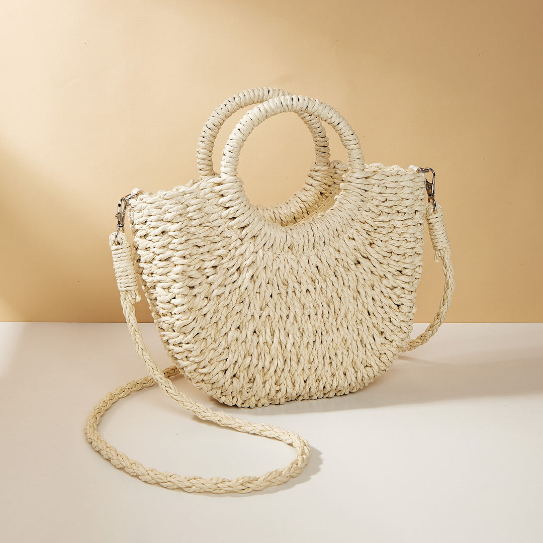 Half Moon Straw Woven Women's Beach Shoulder Bag