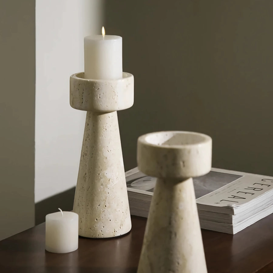 Minimalist Travertine Marble Candle Holder for Elegant Decor