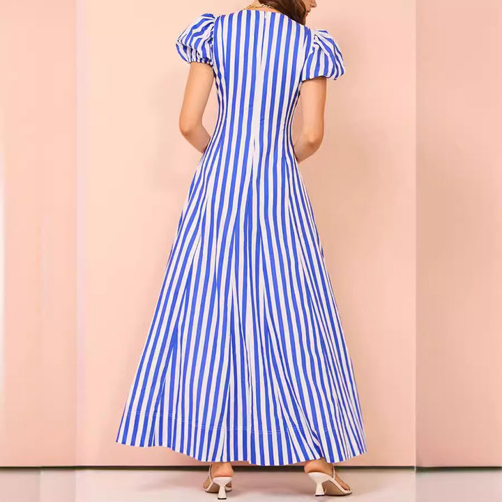 Women's Fashion Striped Puff Sleeve Dress