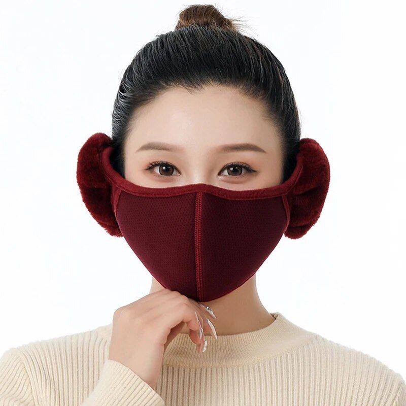 Windproof Thermal Ski Mask with Earmuffs - Unisex Winter Sports Face Cover