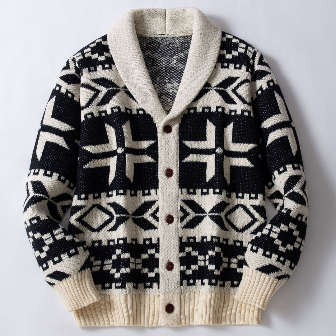 Men's European And American Retro Heavy-duty Jacquard Sweater