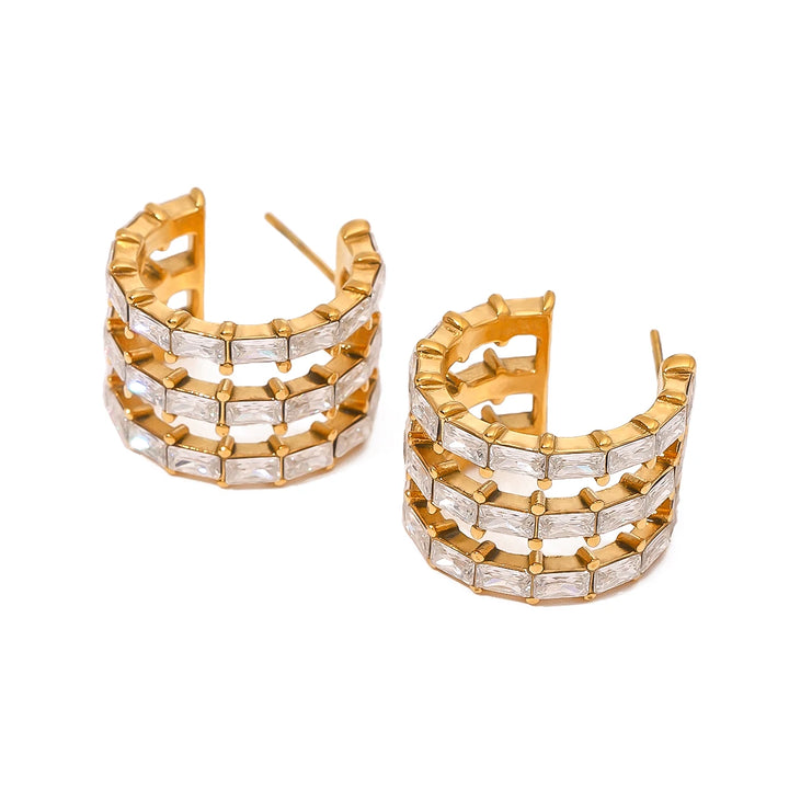 18K Gold Plated Chunky Bamboo Hoop Earrings