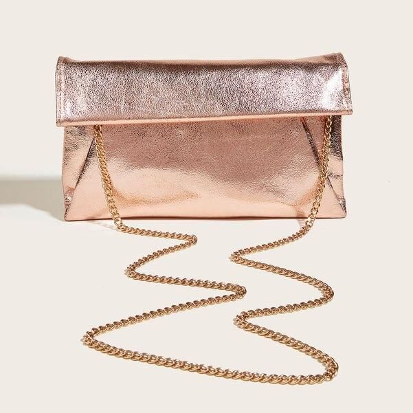 Luxury Metallic Clutch Crossbody Shoulder Bag with Chain