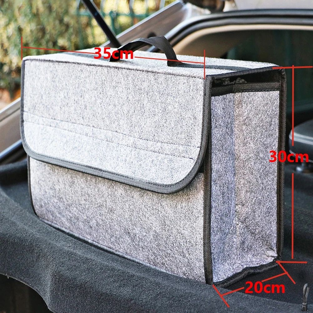 Compact Anti-Slip Car Trunk Organizer with Dual-Layer Elastic Net Storage