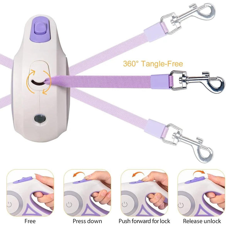 3M/5M Automatic Retractable Dog Leash with LED Light for Night Walking