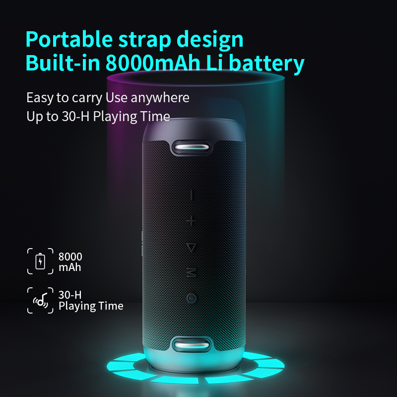 Portable 60W High-Power Bluetooth Speaker with Dynamic Light Display and IPX8 Waterproof