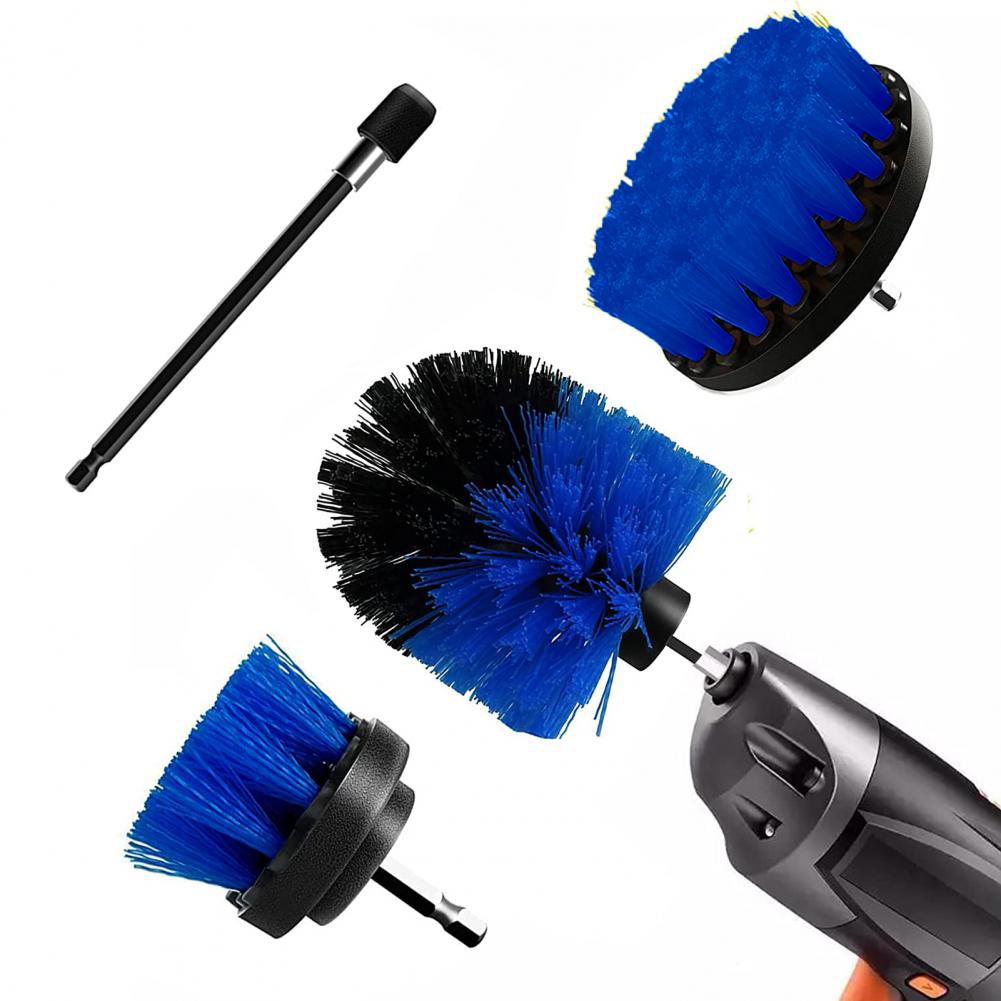 4-Piece Electric Drill Brush Set with Extension Pole