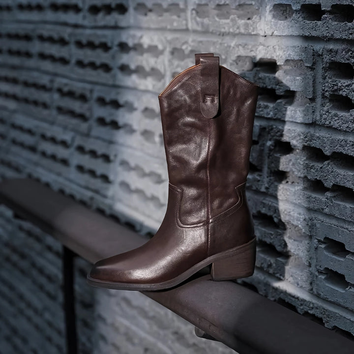 Stylish Brown Leather Cowboy Boots for Women