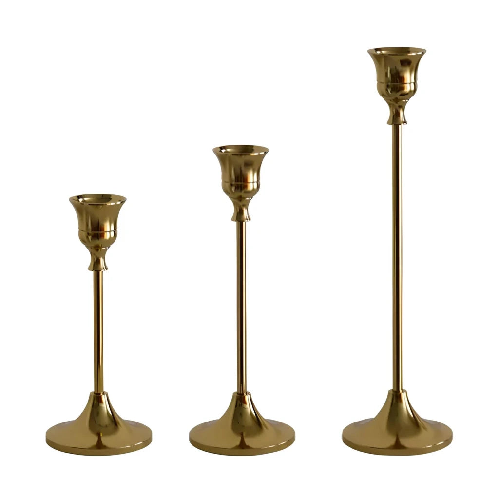 Elegant Brass Gold Candlestick Holder Set