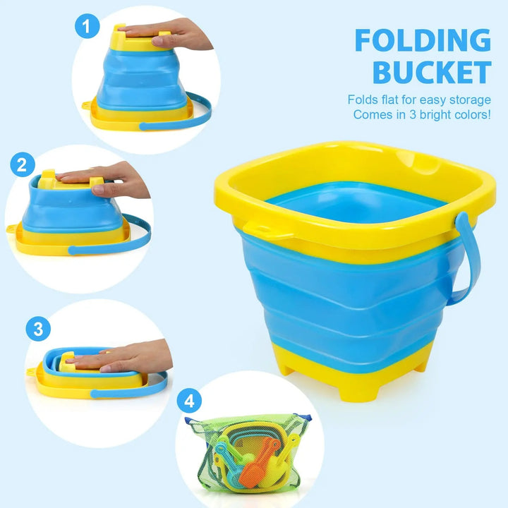 Portable Collapsible Silicone Beach Bucket for Kids