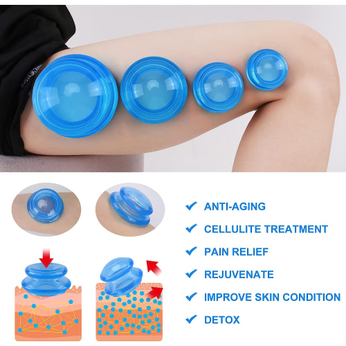 Silicone Cupping Set for Slimming Body & Face Massage - Vacuum Suction Jars