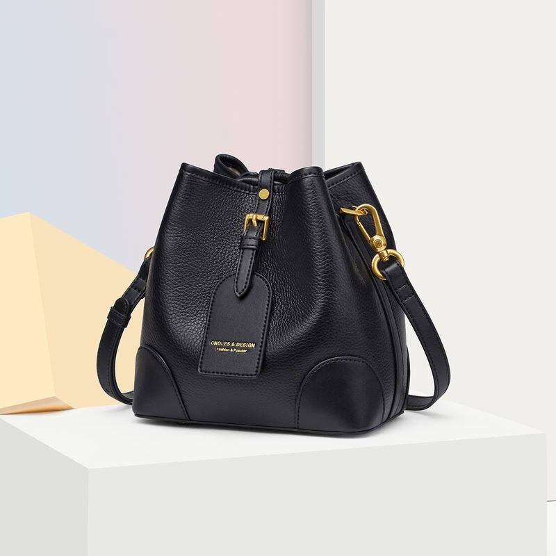 Elegant Leather Bucket Bag