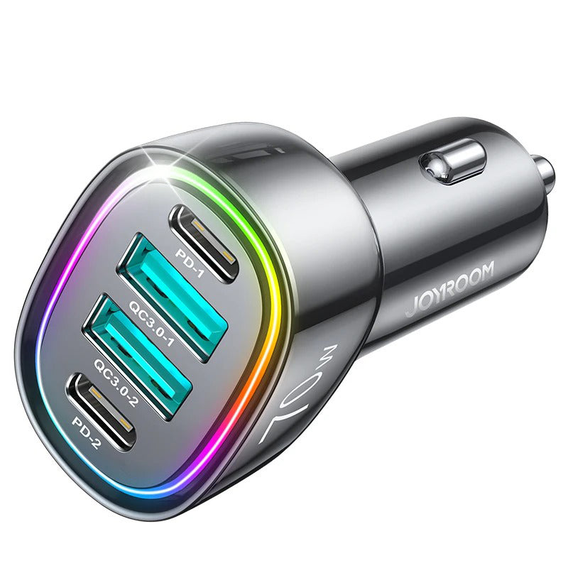 70W 4-in-1 Fast Car Charger Adapter – PD3.0 & QC3.0 for iPhone & More