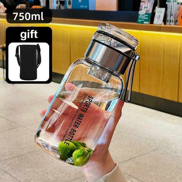 2L Large Capacity Portable Glass Water Bottle