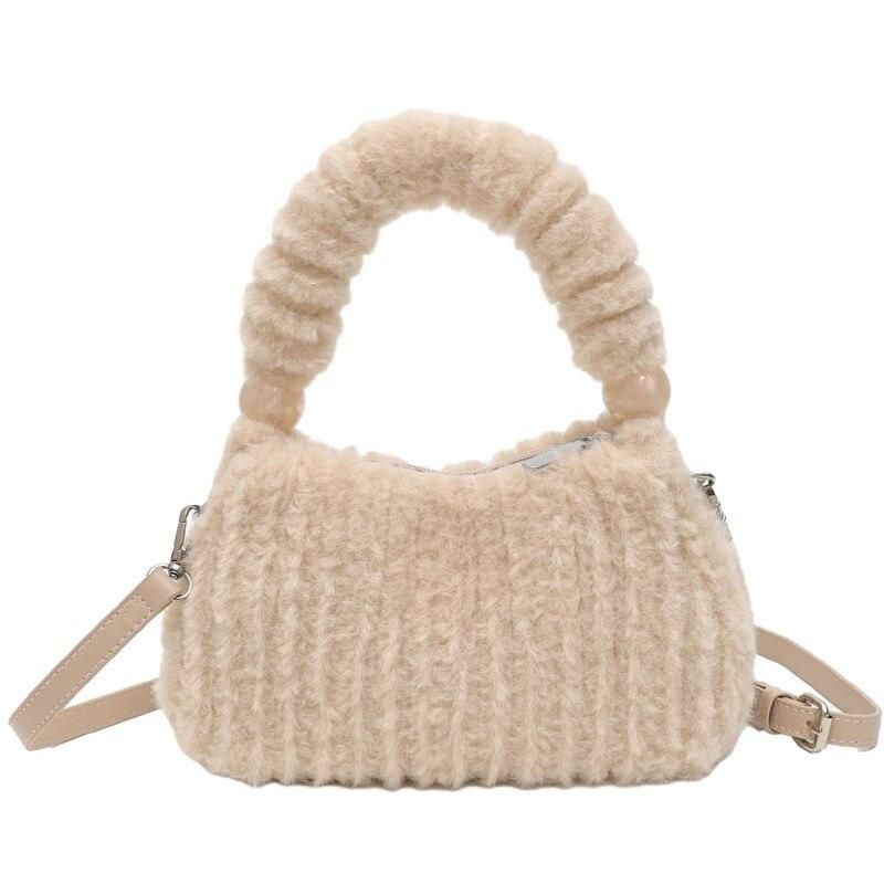 Plush Faux Fur Hobo Handbag