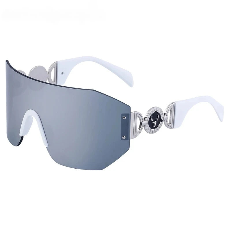 Oversized Shield Rimless Sunglasses