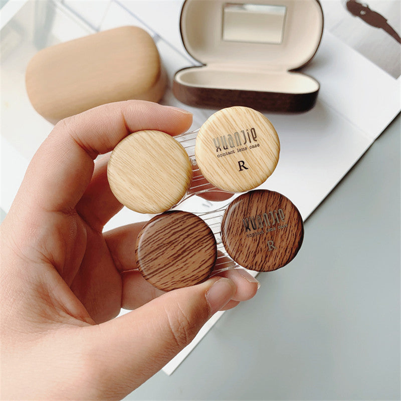 Retro Wood Grain Contact Lens Case