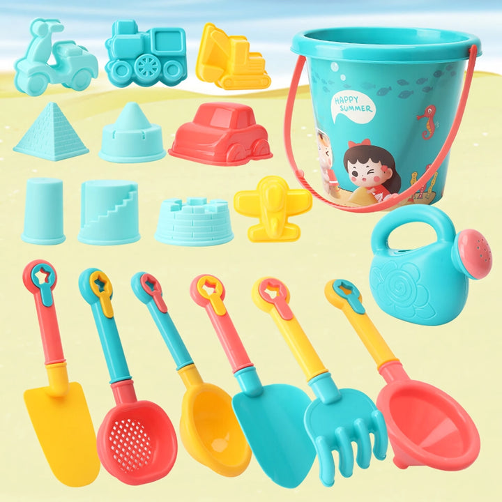 18-Piece Kids' Beach and Sand Playset with Colorful Sand Toys and Shovel