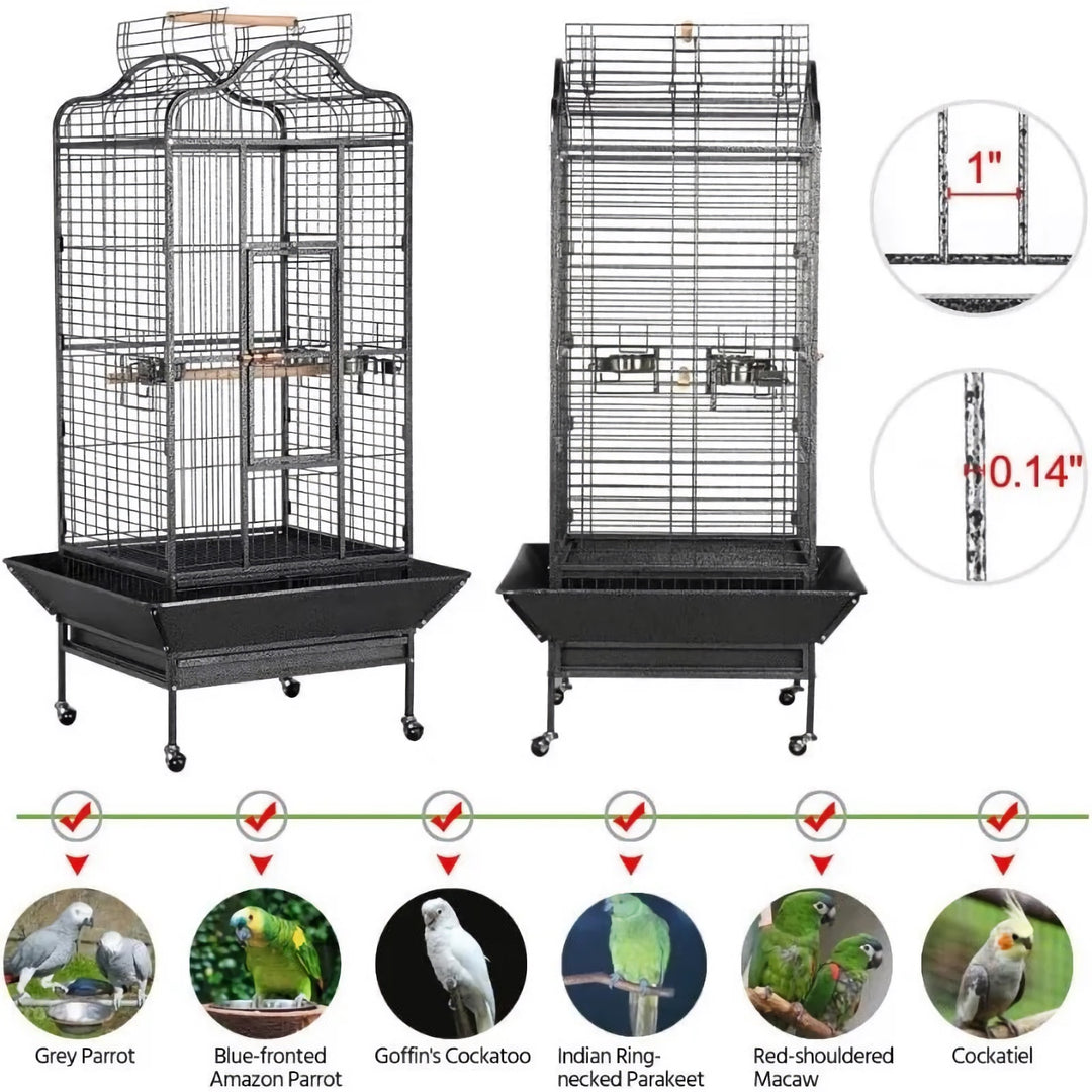 Rolling Open-Top Bird Cage