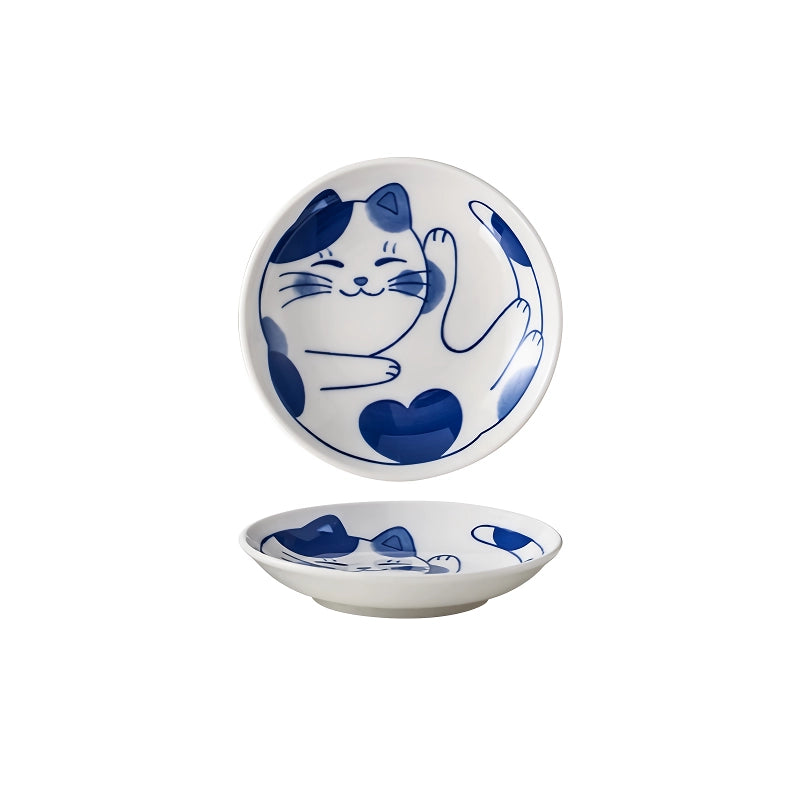 Ceramic Lucky Cat Sauce & Dessert Dish