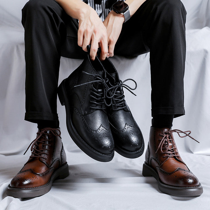 Men's Vintage Brogue Leather Ankle Boots