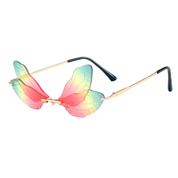 Rimless Dragonfly Wing Sunglasses with UV400 Protection