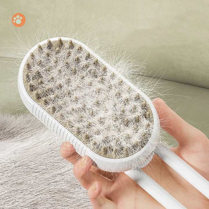 3-in-1 Electric Cat Grooming Brush with Steam, Massage & Comb Function