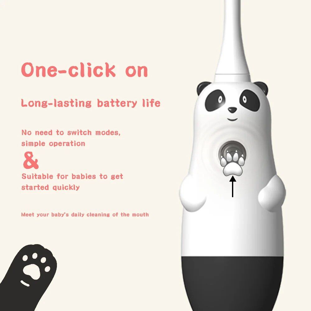 Kid-Friendly Panda Electric Toothbrush: Sonic Vibrations for Gentle Whitening and Deep Cleaning