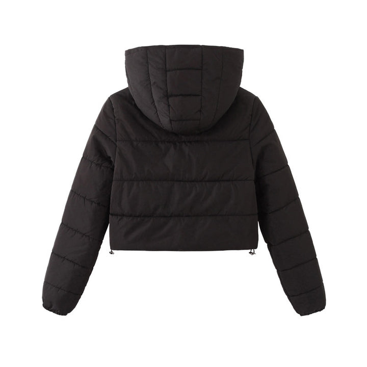 Fashion Zipper Hooded Short Coat Winter Mandela-color Jacket Outerwear Women's Clothing