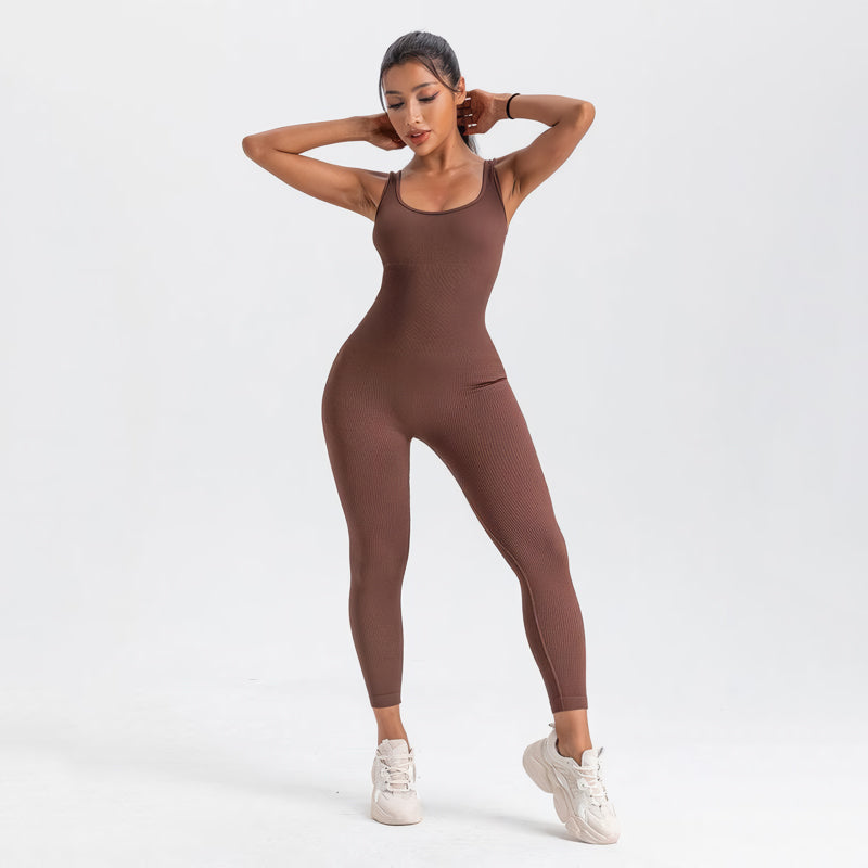 Square Neck Bodycon Yoga Jumpsuit