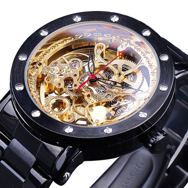 Hollow Out See Through Mechanical Watch Men's Fashion Waterproof Automatic Watch