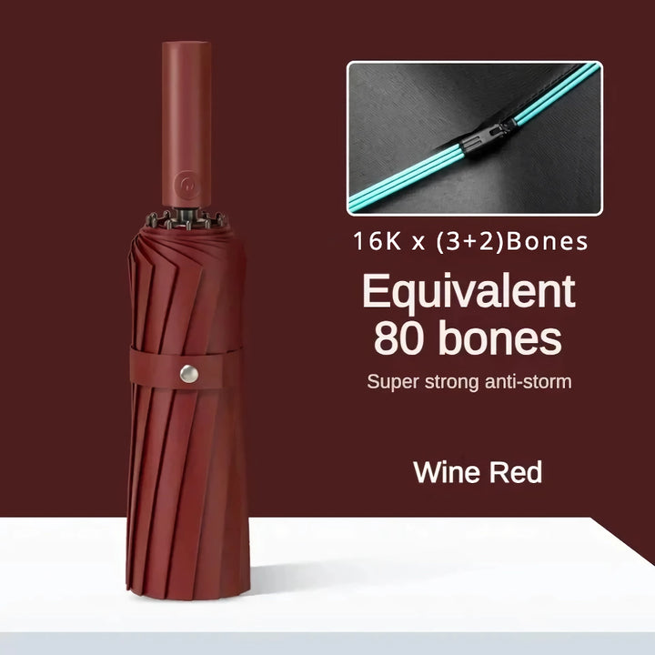 Ultra-Resilient 80-Bone Automatic Folding Umbrella