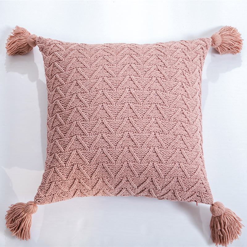 Soft Chenille Knitted Pillow Cover - Nordic Tassel Cushion Case