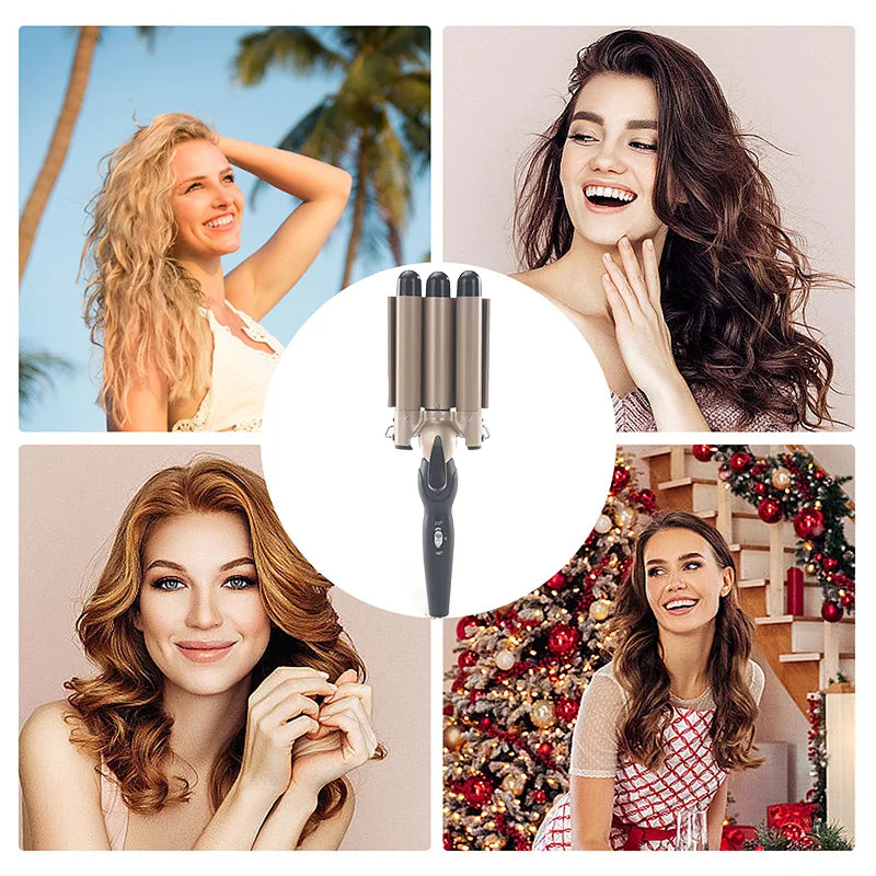 3 Barrel Hair Curler with Adjustable Temperature